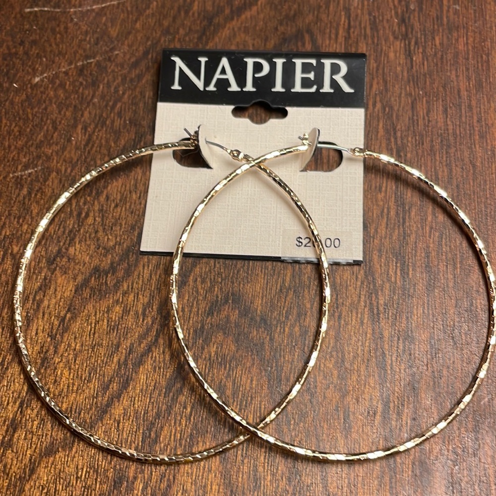 3/$30 Napier Large Gold Hoop Earrings